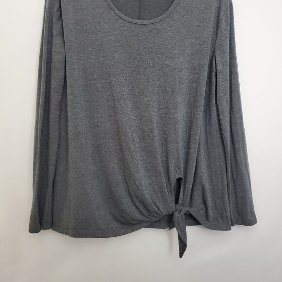 Umgee Women's Top Size L Long-Sleeve Knit Tie Side Shirt Gray - Picture 3 of 7